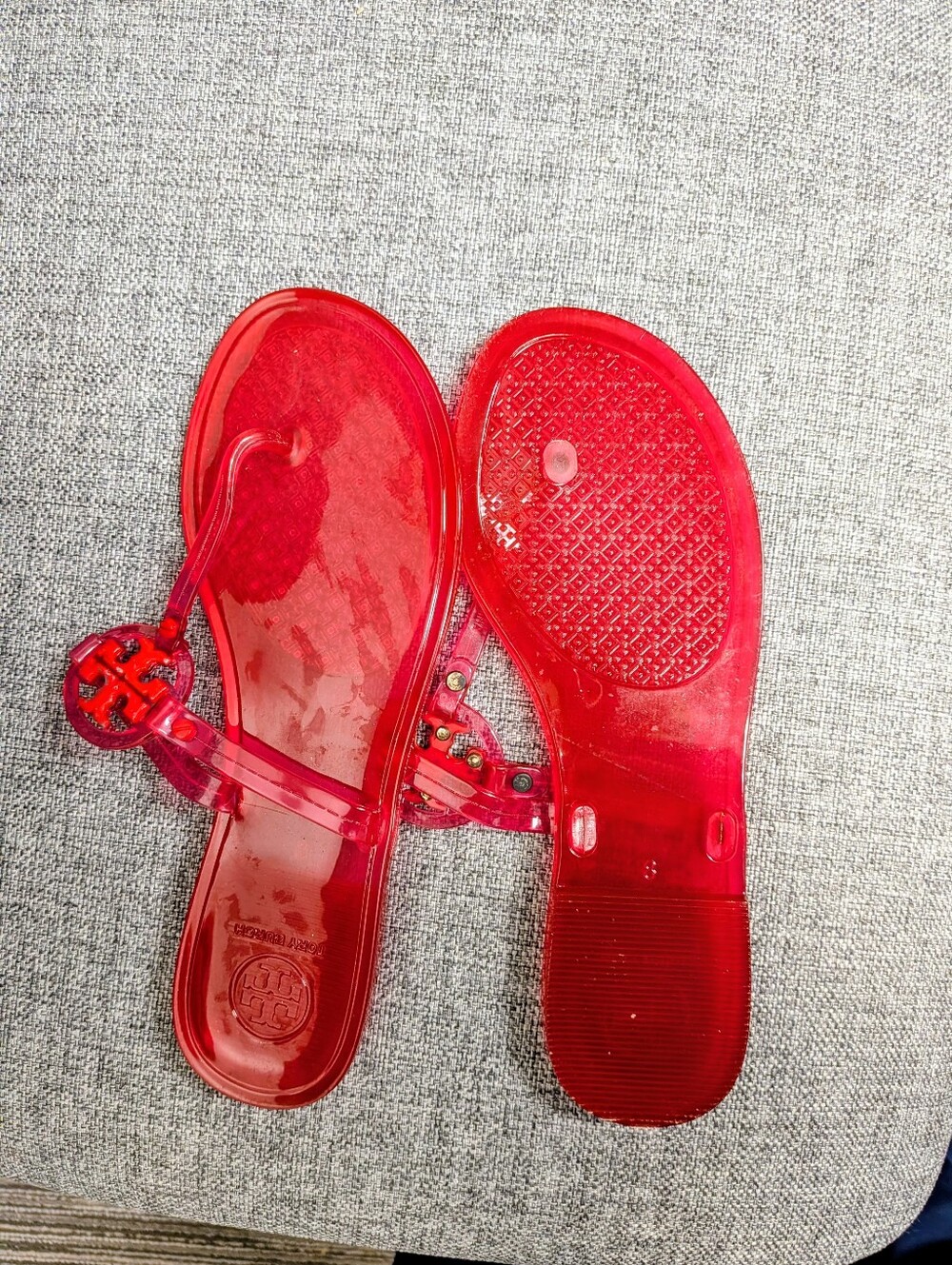 Tory Burch Red Jelly Logo Thong Sandals - Women's Slip-On Sandals - Picture 3 of 3